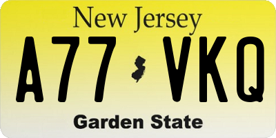 NJ license plate A77VKQ