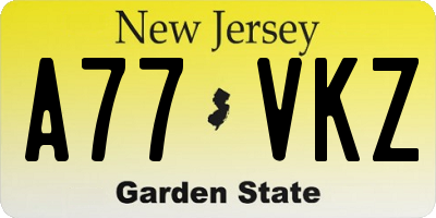 NJ license plate A77VKZ
