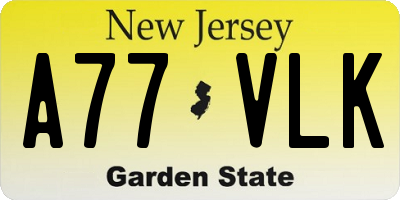 NJ license plate A77VLK