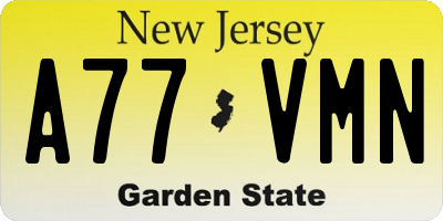 NJ license plate A77VMN