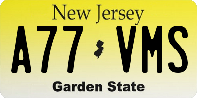 NJ license plate A77VMS