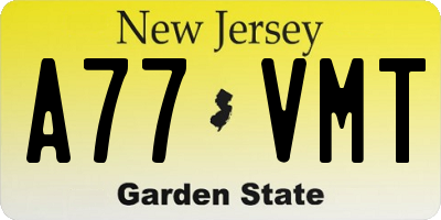 NJ license plate A77VMT