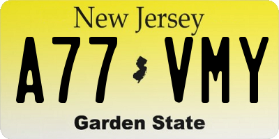 NJ license plate A77VMY