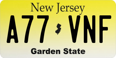 NJ license plate A77VNF