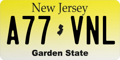 NJ license plate A77VNL