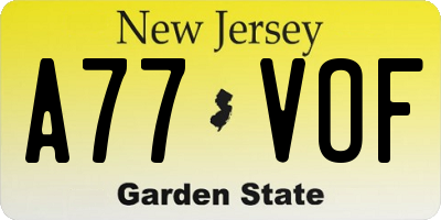 NJ license plate A77VOF