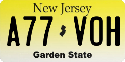 NJ license plate A77VOH