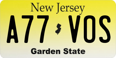 NJ license plate A77VOS