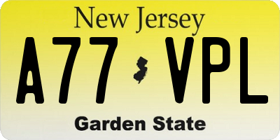 NJ license plate A77VPL