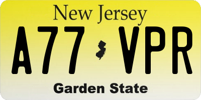 NJ license plate A77VPR