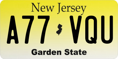 NJ license plate A77VQU