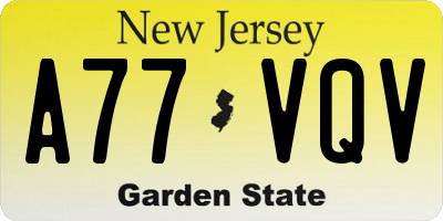 NJ license plate A77VQV