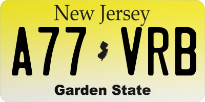 NJ license plate A77VRB