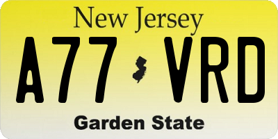 NJ license plate A77VRD