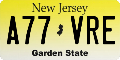 NJ license plate A77VRE