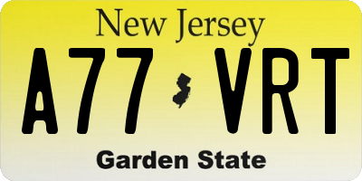 NJ license plate A77VRT