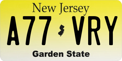 NJ license plate A77VRY