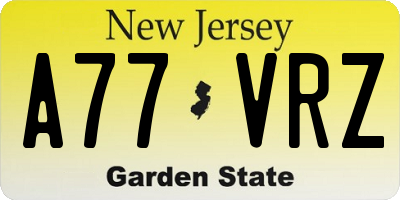 NJ license plate A77VRZ