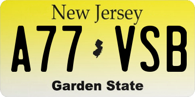 NJ license plate A77VSB