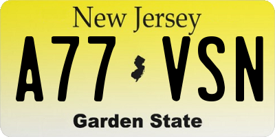 NJ license plate A77VSN