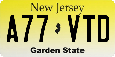 NJ license plate A77VTD