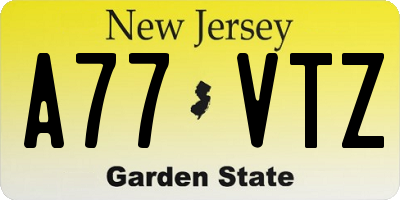NJ license plate A77VTZ