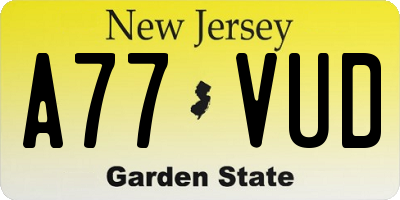 NJ license plate A77VUD