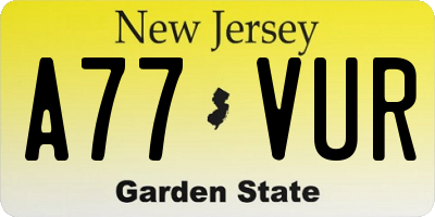 NJ license plate A77VUR
