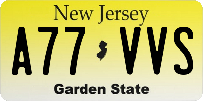 NJ license plate A77VVS