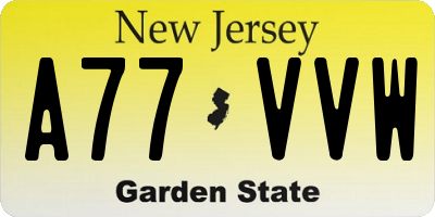 NJ license plate A77VVW