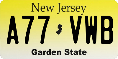 NJ license plate A77VWB