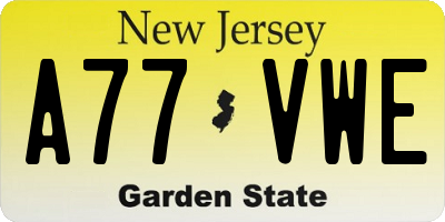 NJ license plate A77VWE
