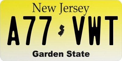 NJ license plate A77VWT