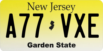 NJ license plate A77VXE