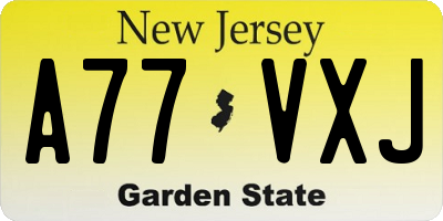 NJ license plate A77VXJ
