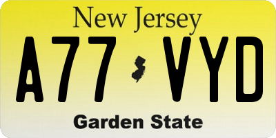 NJ license plate A77VYD