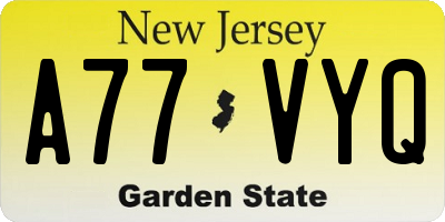 NJ license plate A77VYQ