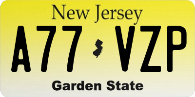 NJ license plate A77VZP
