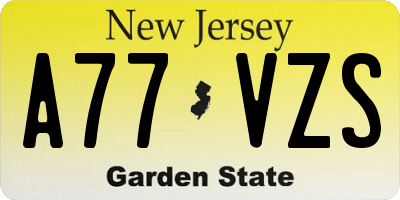NJ license plate A77VZS