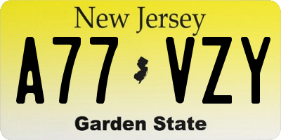 NJ license plate A77VZY