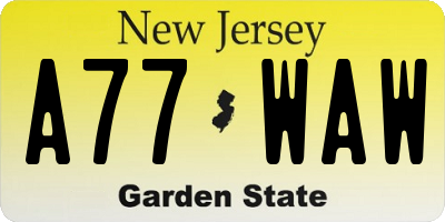 NJ license plate A77WAW