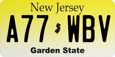 NJ license plate A77WBV