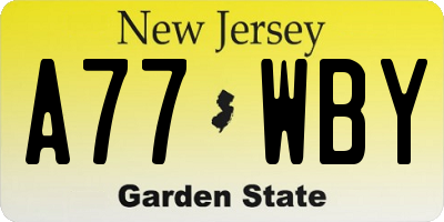 NJ license plate A77WBY