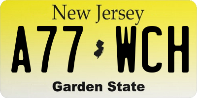 NJ license plate A77WCH