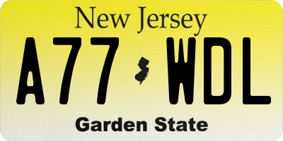NJ license plate A77WDL