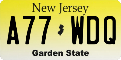 NJ license plate A77WDQ