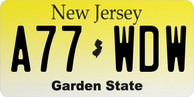 NJ license plate A77WDW