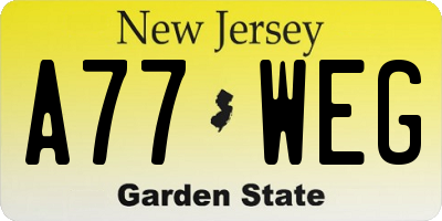 NJ license plate A77WEG