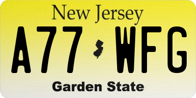 NJ license plate A77WFG