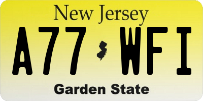 NJ license plate A77WFI